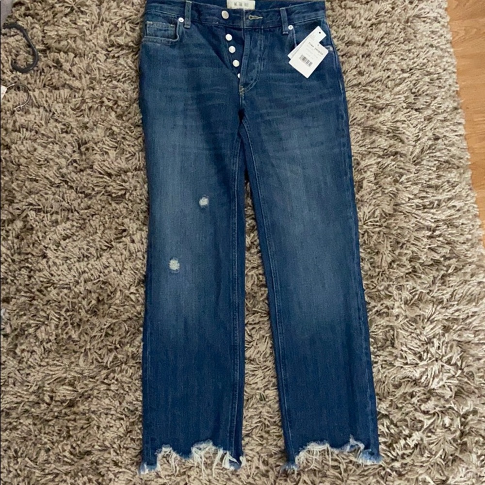Free people boyfriend jeans with distressed bottom